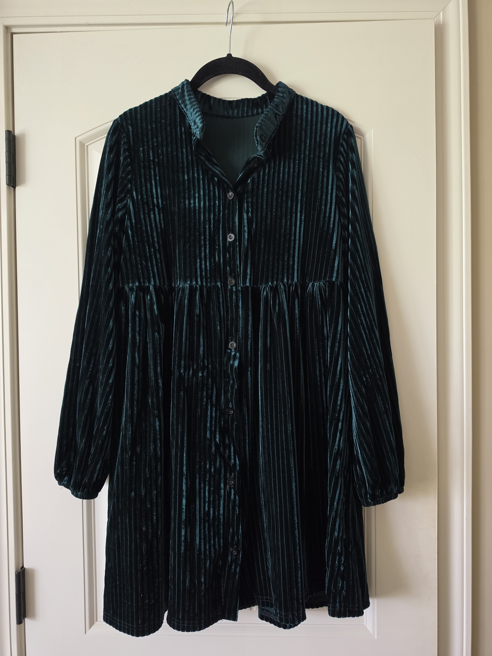 SHEIN Dark Green Velvet Long Sleeve Mini Dress Size S